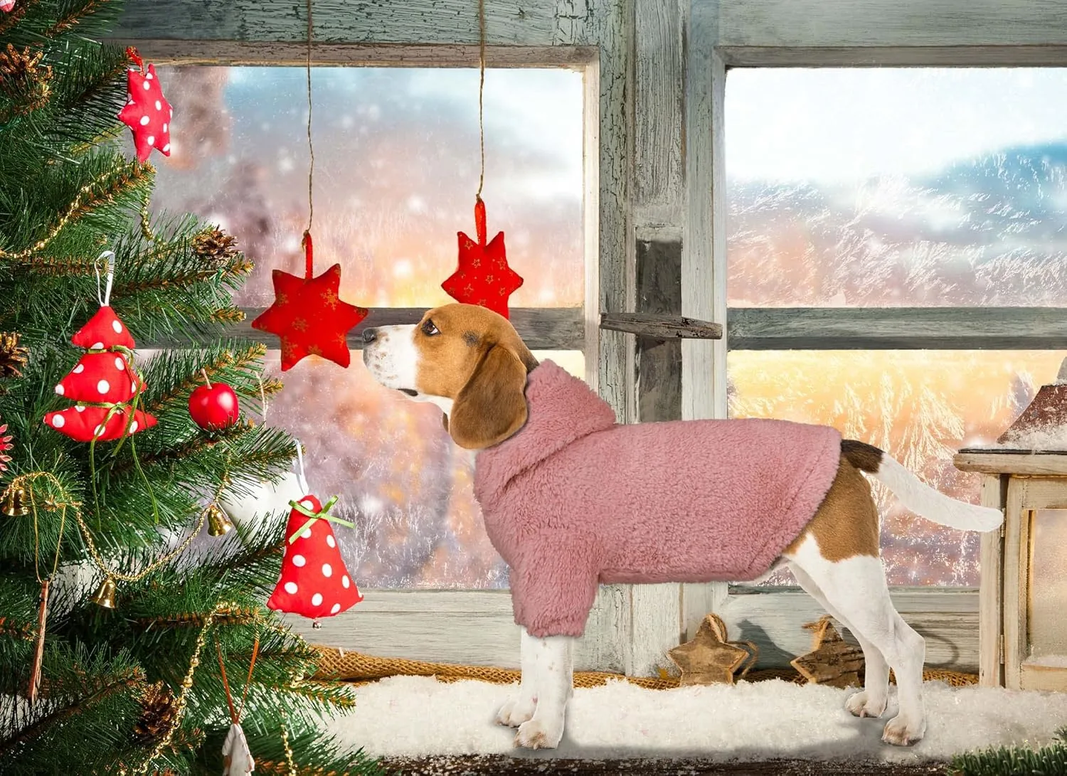 Fuzzy Warm Dog Hoodie for Small Dogs - Soft Cozy Pink Fleece with Hood (S)