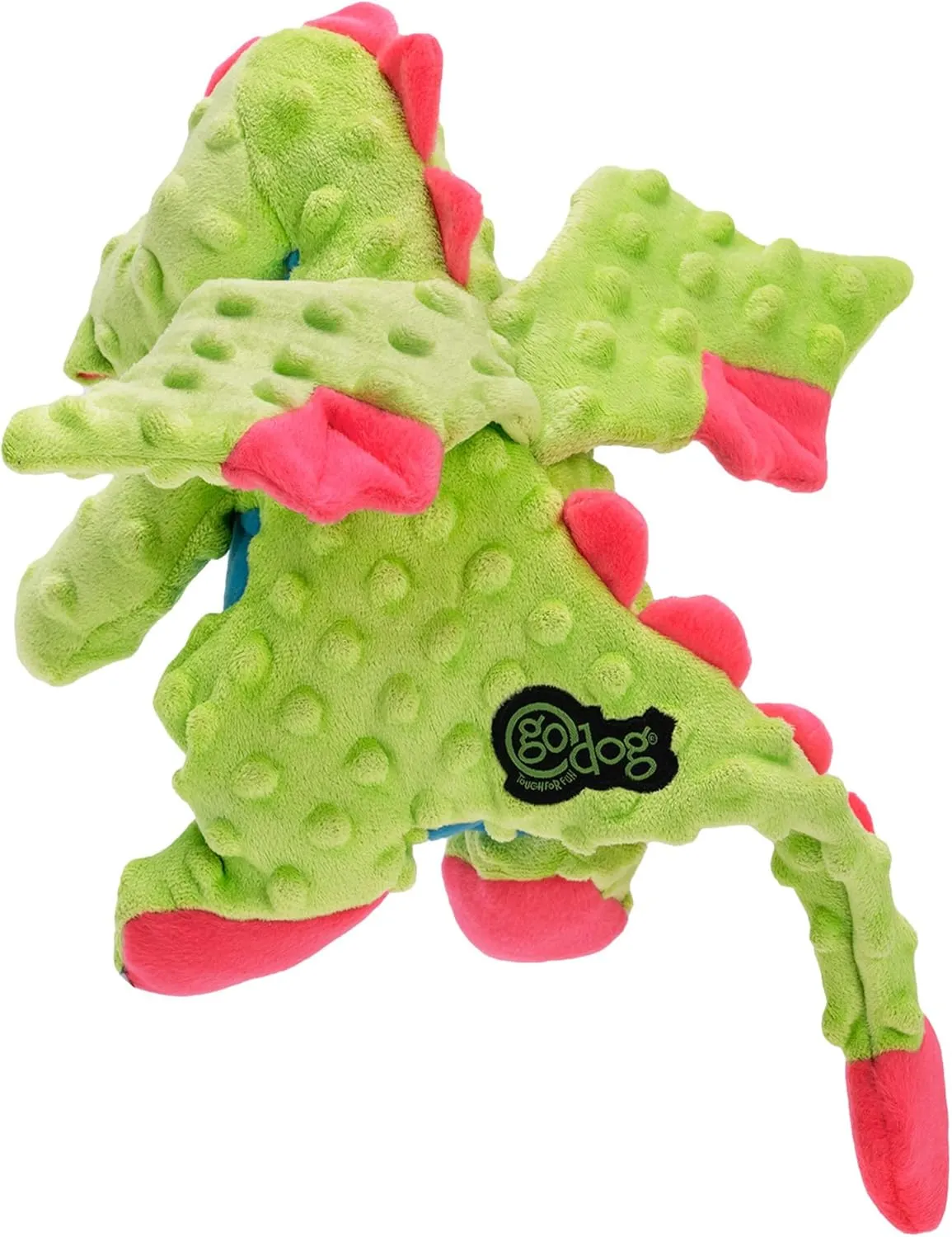 goDog Bubble Plush Dragons Squeaky Dog Toy, Chew Guard Technology - Green, Large