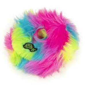 GoDog Furballz Rainbow Rings- durable plush dog toy