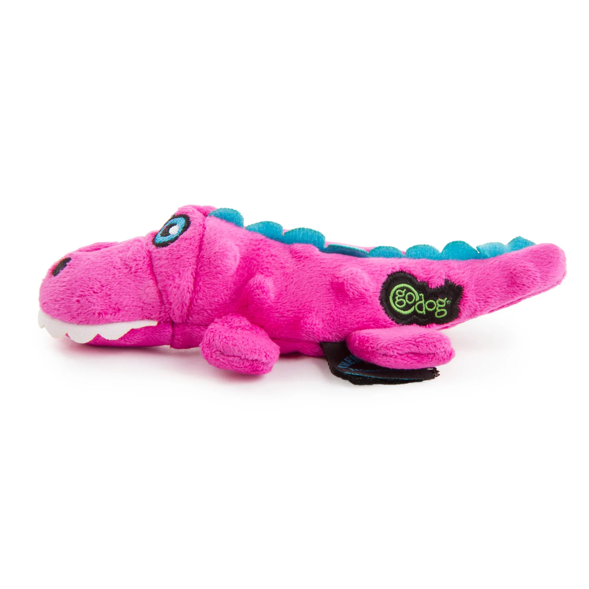 goDog Just For Me Gators Squeaky Plush Dog Toy, Chew Guard Technology, Pink, Mini