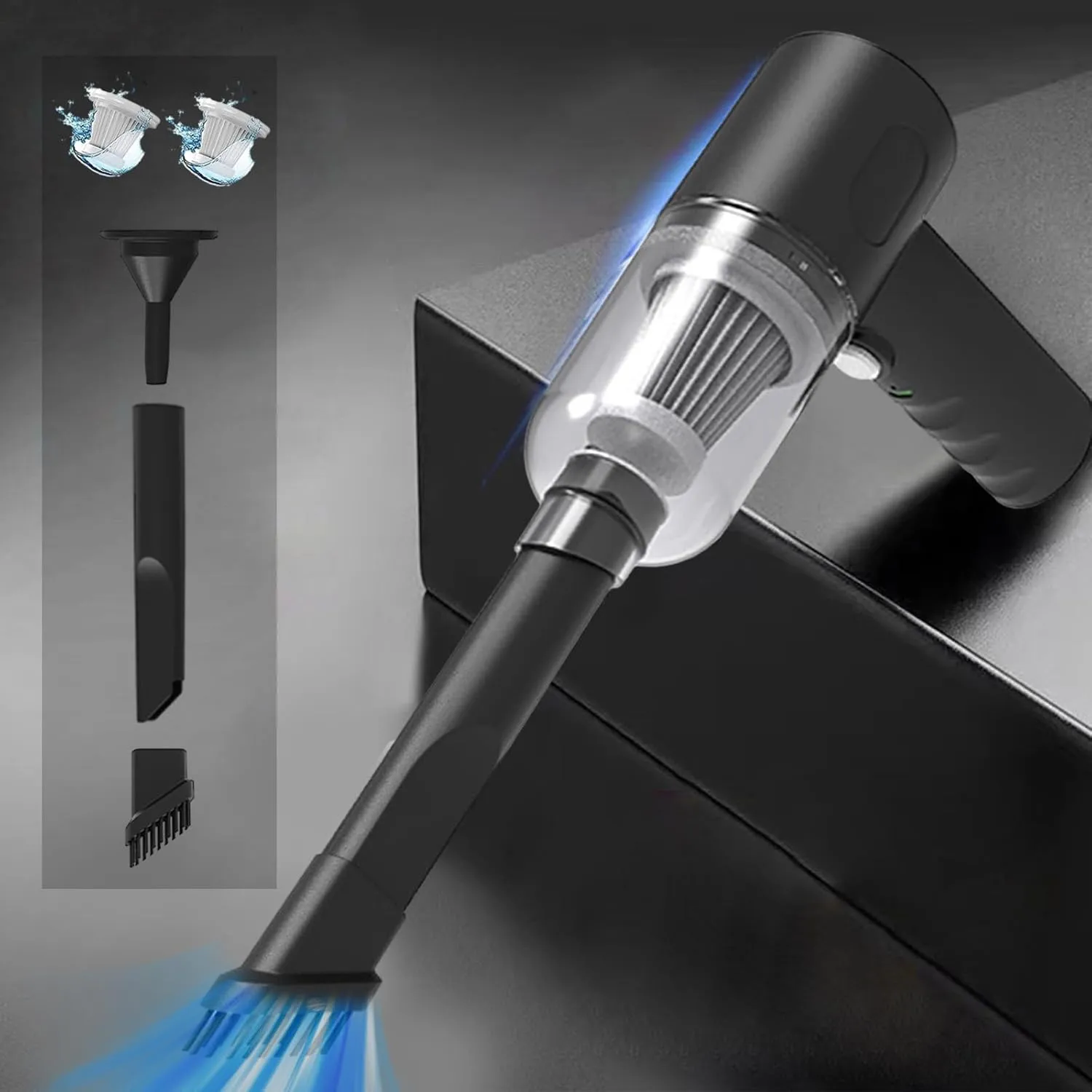 Handheld Car Vacuum Cleaner, Mini Protable 120W High Power Vacuum Cleaner, Rechargeable Keyboard Vacuum Cleaner Gifts with Multi-Nozzles for Car, Home, Office, Pet Hair Warehouse Clearance