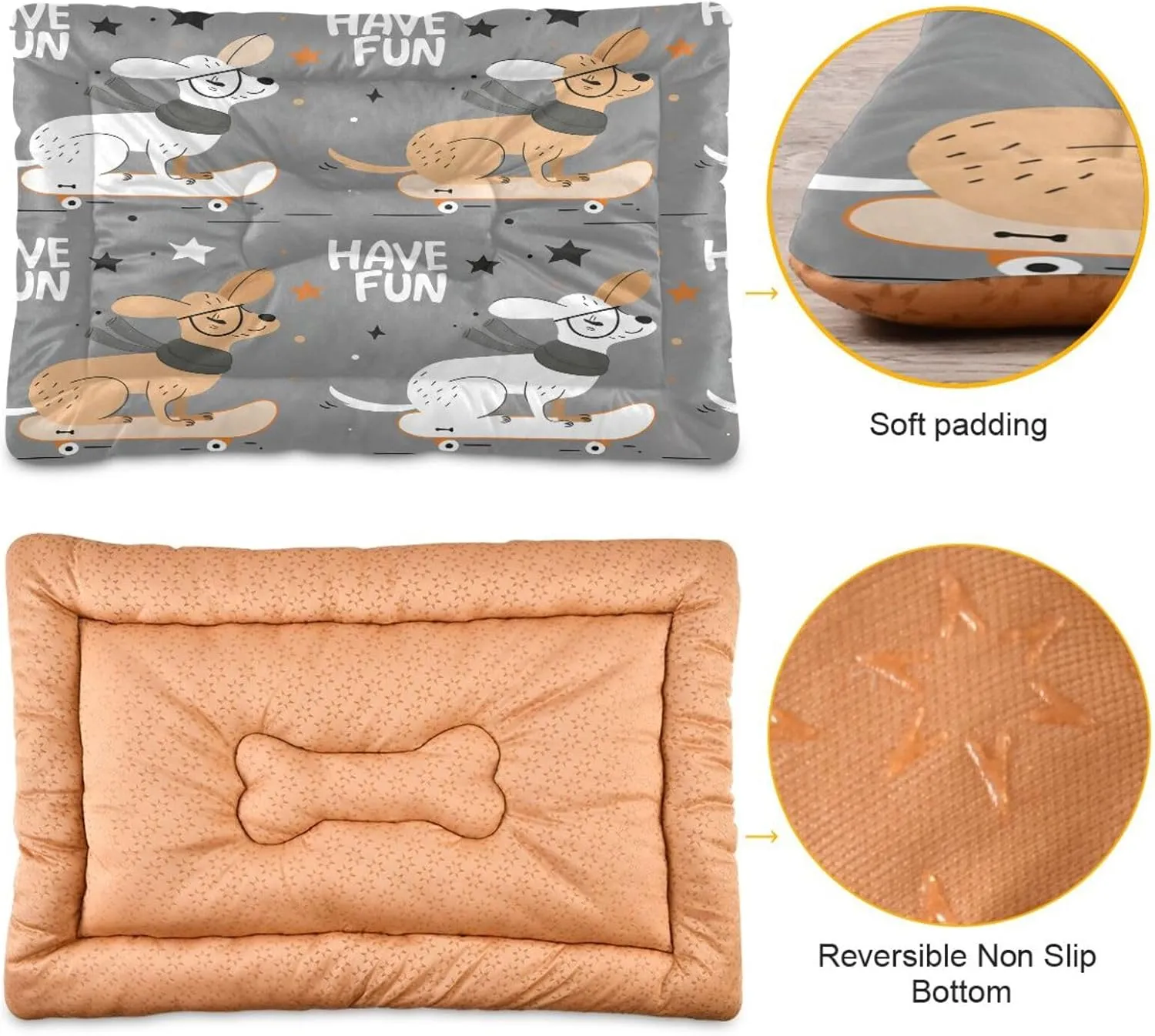 Happy Dog Outdoor Dog Bed for Small Dogs Washable Waterproof Travel Pet Bed Mat Portable Cat Bed with Non-Slip Bottom for Indoor and Sleeping 18 x 24 Inch