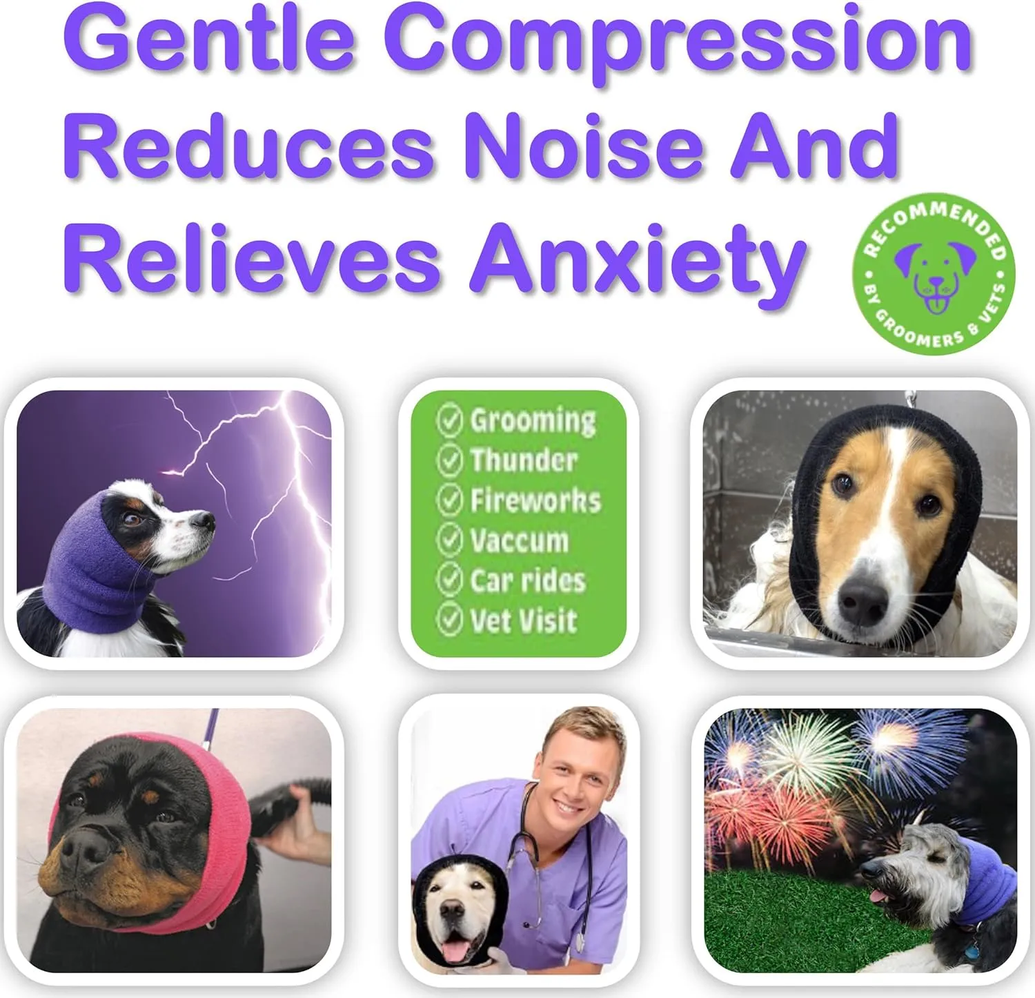 Happy Hoodie The Original Dog & Cat Calming Band, Anxiety Relief/Noise Protection-Grooming-Thunder-Fireworks (Small, Blue)