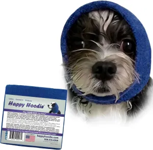 Happy Hoodie The Original Dog & Cat Calming Band, Anxiety Relief/Noise Protection-Grooming-Thunder-Fireworks (Small, Blue)