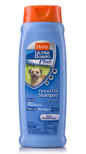 Hartz Mountain Ultra Guard Plus Flea and Tick Dog Shampoo and Conditioner - 18 Oz