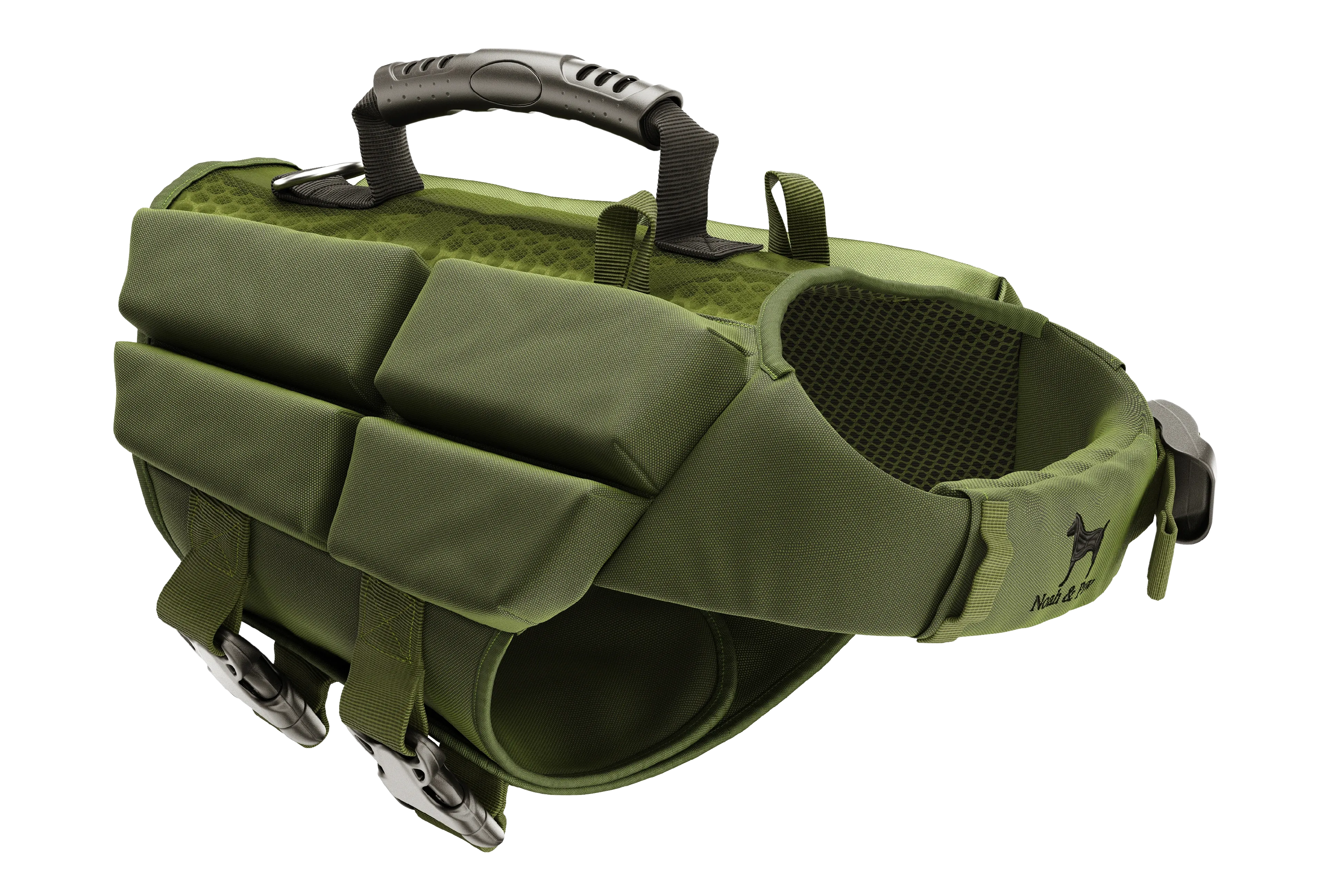 Human Standards Dog Lifejacket Design with 4x Foam for Maximum Buoyancy, Stability & Comfort - Green