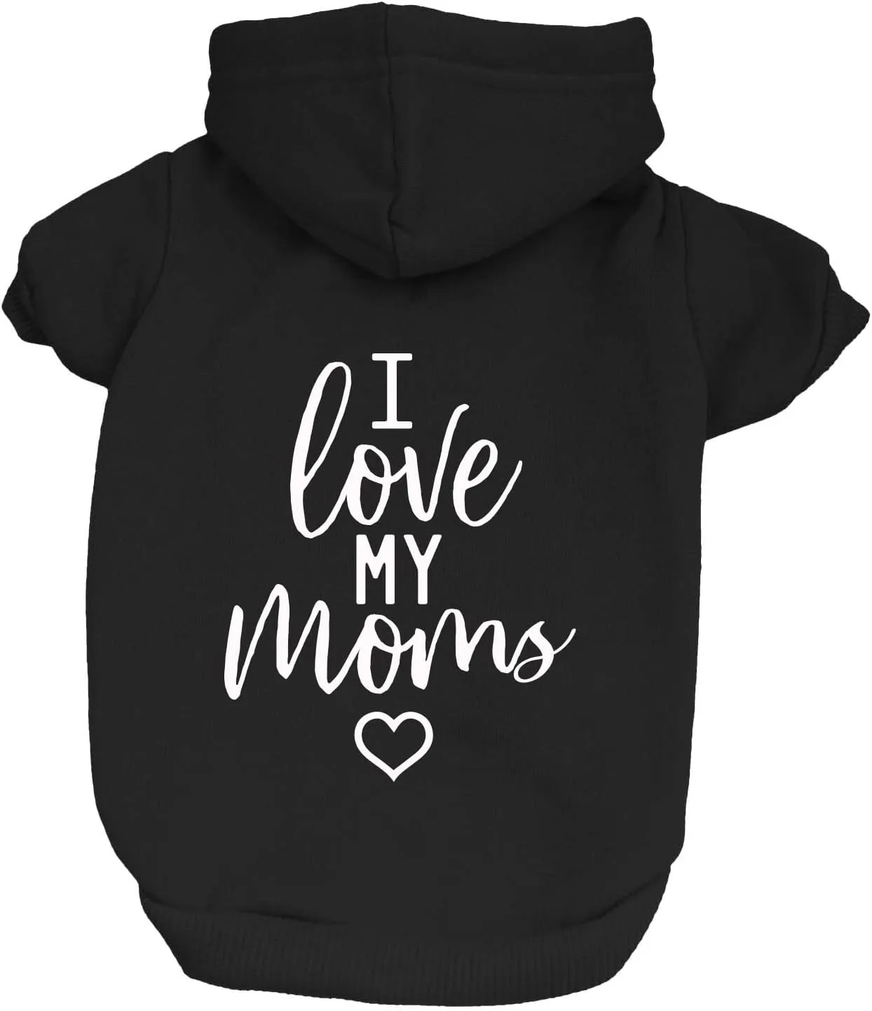 I Love My Moms (Two) Mother's Day Dog Hoodie | Fleece Lined |Leash Hole| Pride Day | LGBTQ  | Rainbow | Parade|Black, Medium 175