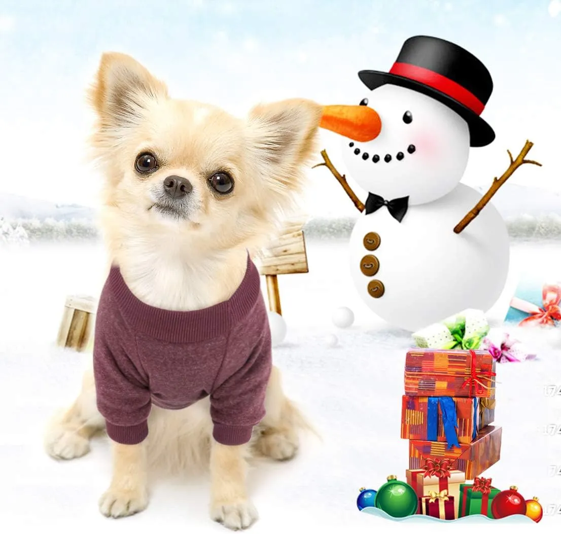 Idepet Pet Dog Classic Knitwear Sweater Soft Fleece Dog Coat Thickening Warm Pup Dogs Shirt Winter Pet Dog Cat Clothes Puppy Customes Clothing for Small Dogs (M, Brown)
