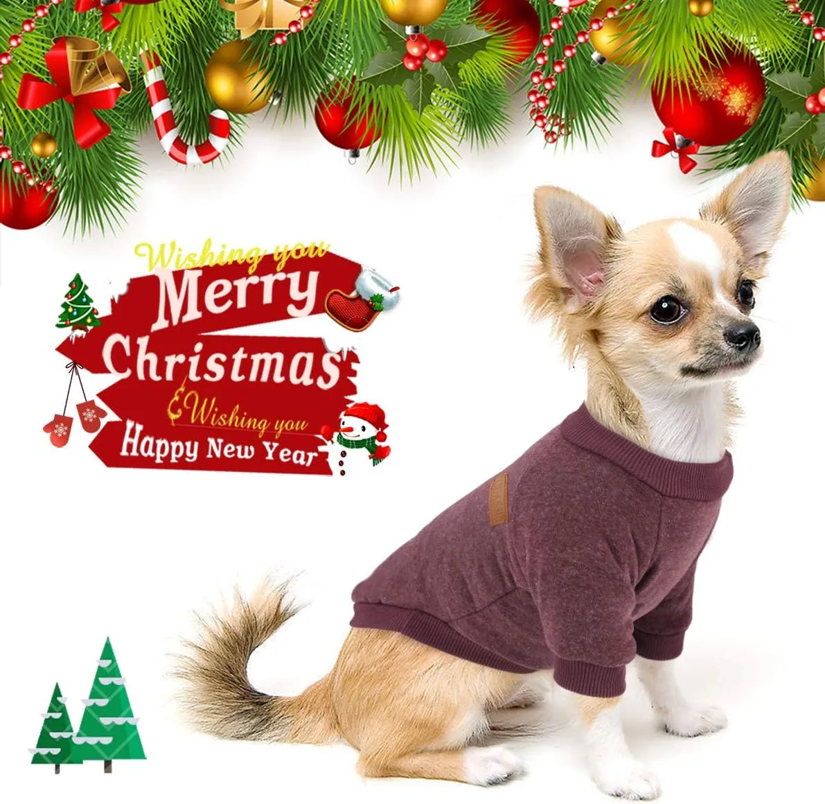 Idepet Pet Dog Classic Knitwear Sweater Soft Fleece Dog Coat Thickening Warm Pup Dogs Shirt Winter Pet Dog Cat Clothes Puppy Customes Clothing for Small Dogs (M, Brown)