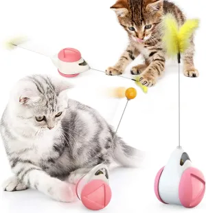 Interactive Cat Toys Catnip Ball Toy,Cat Toys Chaser for Indoor Cats,Cat Balance Swing Car Toy,360 Degree Self Rotating Ball Car Toy (Pink)