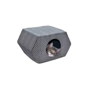 K&H PET Kitty Hideout, Grey & Black Squares