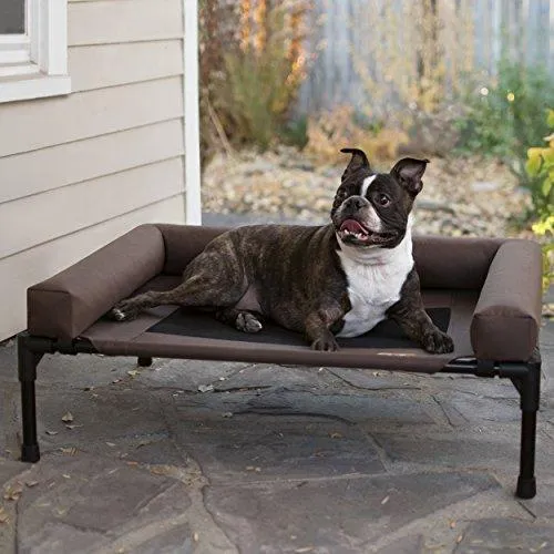 K&H Pet Products Original Bolster Pet Cot Elevated Pet Bed, Chocolate/Mesh,  Medium