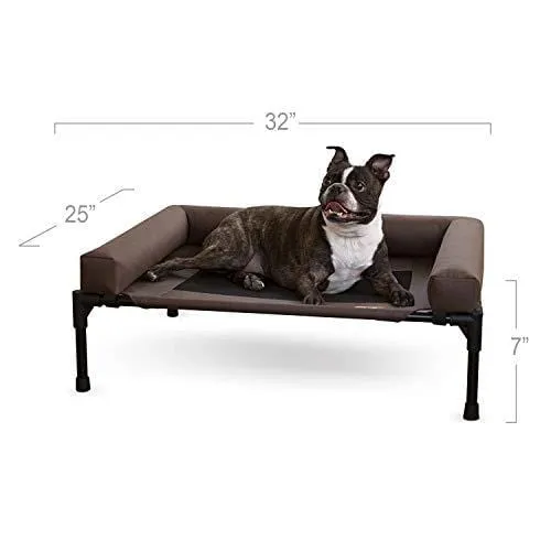 K&H Pet Products Original Bolster Pet Cot Elevated Pet Bed, Chocolate/Mesh,  Medium
