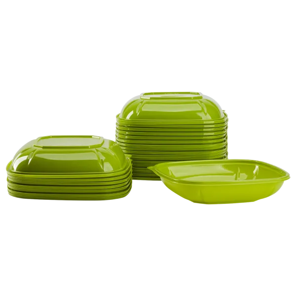Karat 24oz PET Square Bowl, Green - 300 pcs