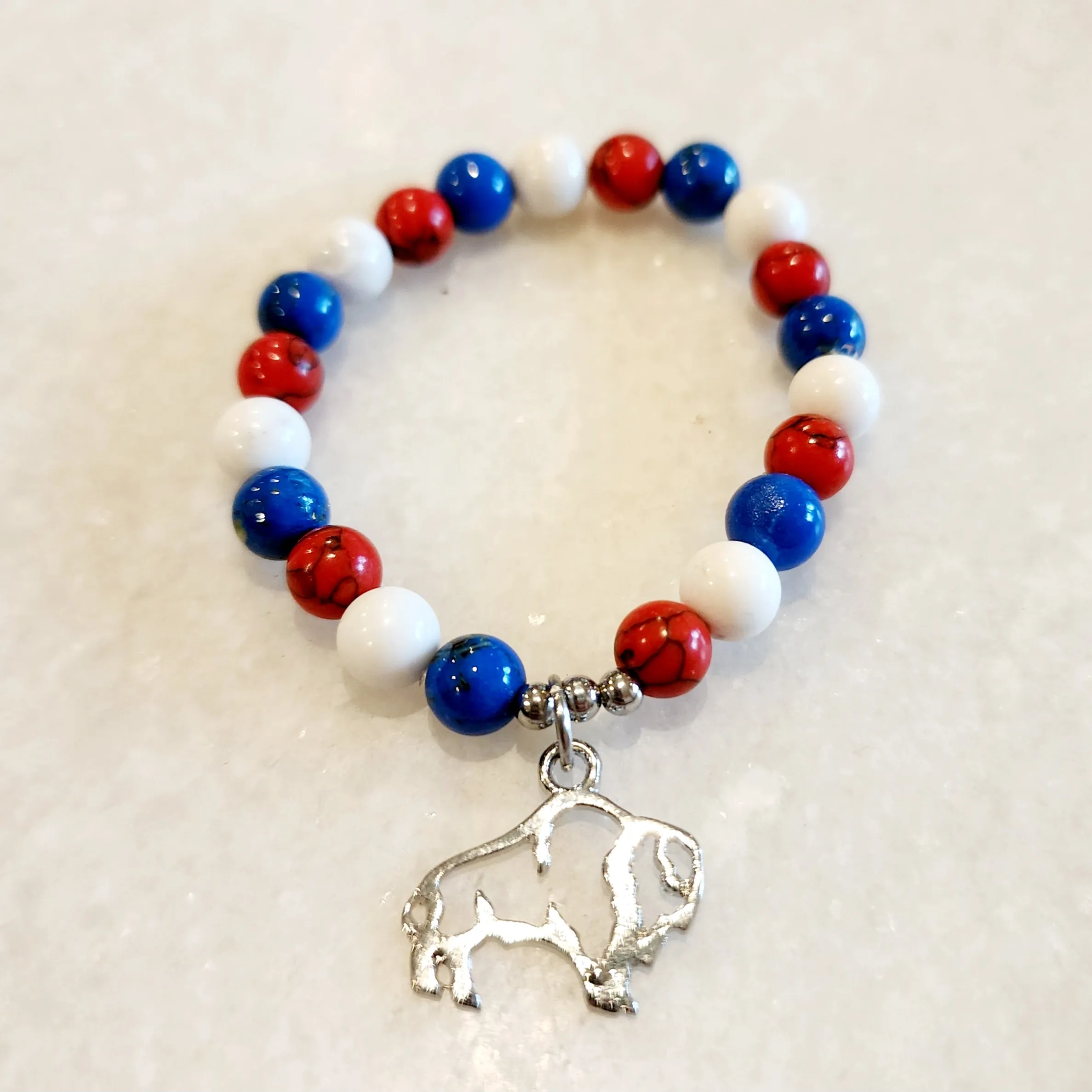 Kids Buffalo Fan Gemstone Charm Bracelet