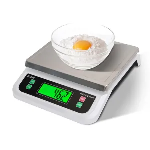 Large Digital Kitchen Scale 88lbs/40kg Kitchen Scales for Food with Tare and PCS Funtion LCD Display Stainless Stee Tray Baking Scale for Baking and Cooking, Adapter Included (White, 40kg)