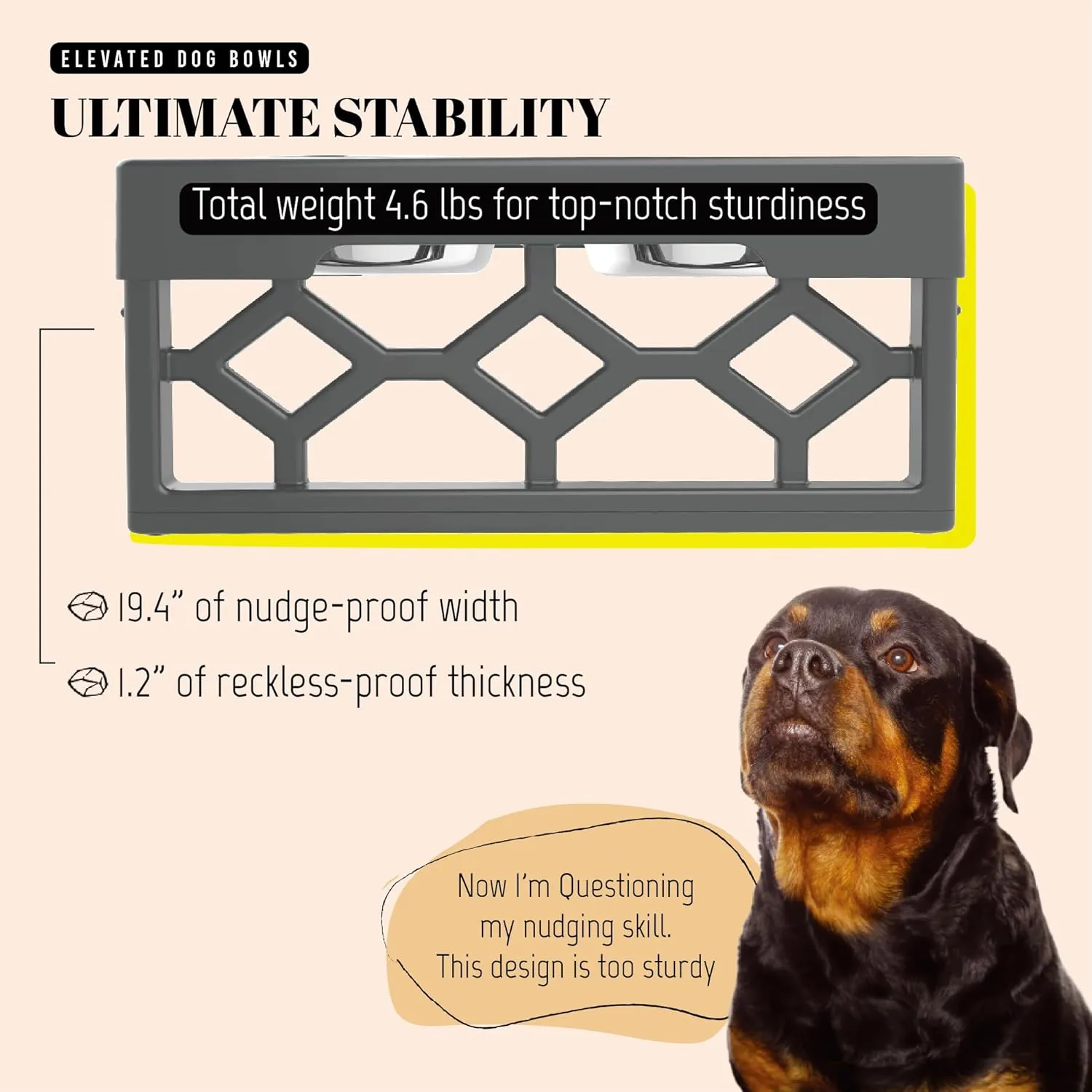Large Dog Bowls Elevated, 4 Height Adjustable Raised Dog Bowl Stand with 2 Stainless Steel Food and Water Bowls Set, Tall Dogs Feeding Station with Anti-Slip Base for Medium Large Breeds Dogs