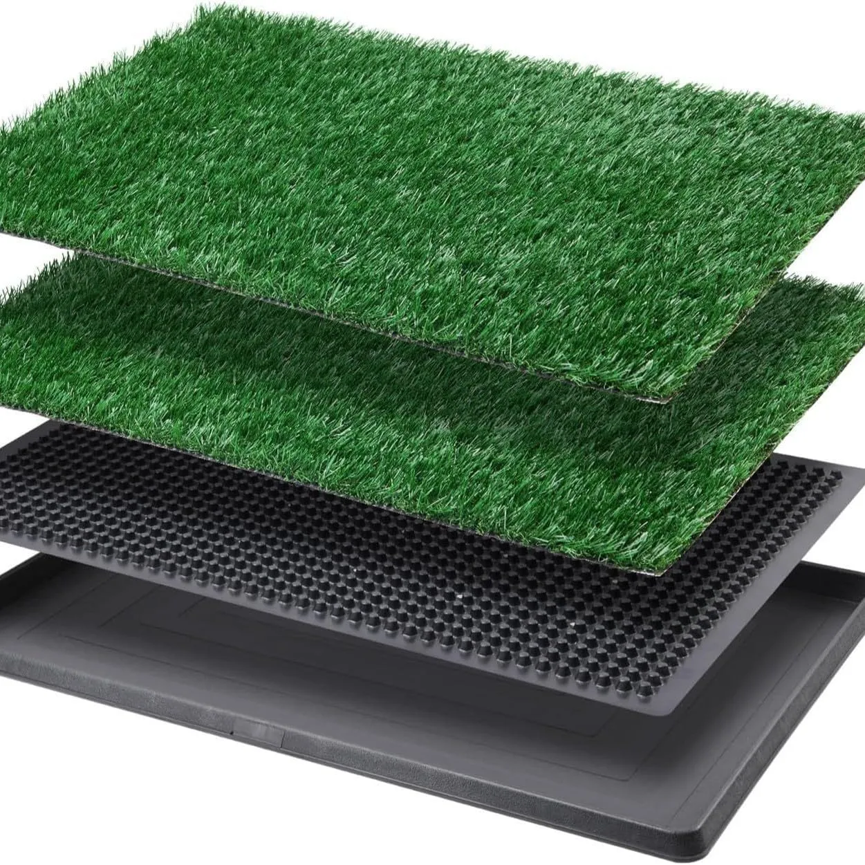 LITA Dog Grass Pad with Tray - Dog Litter Box with 2 Artificial Grass Pads - Potty Tray for Balcony Apartment Indoor Outdoor Use - 20x30 INCH