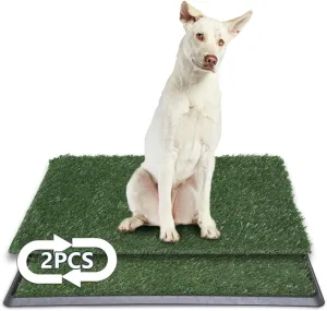 LITA Dog Grass Pad with Tray - Dog Litter Box with 2 Artificial Grass Pads - Potty Tray for Balcony Apartment Indoor Outdoor Use - 20x30 INCH