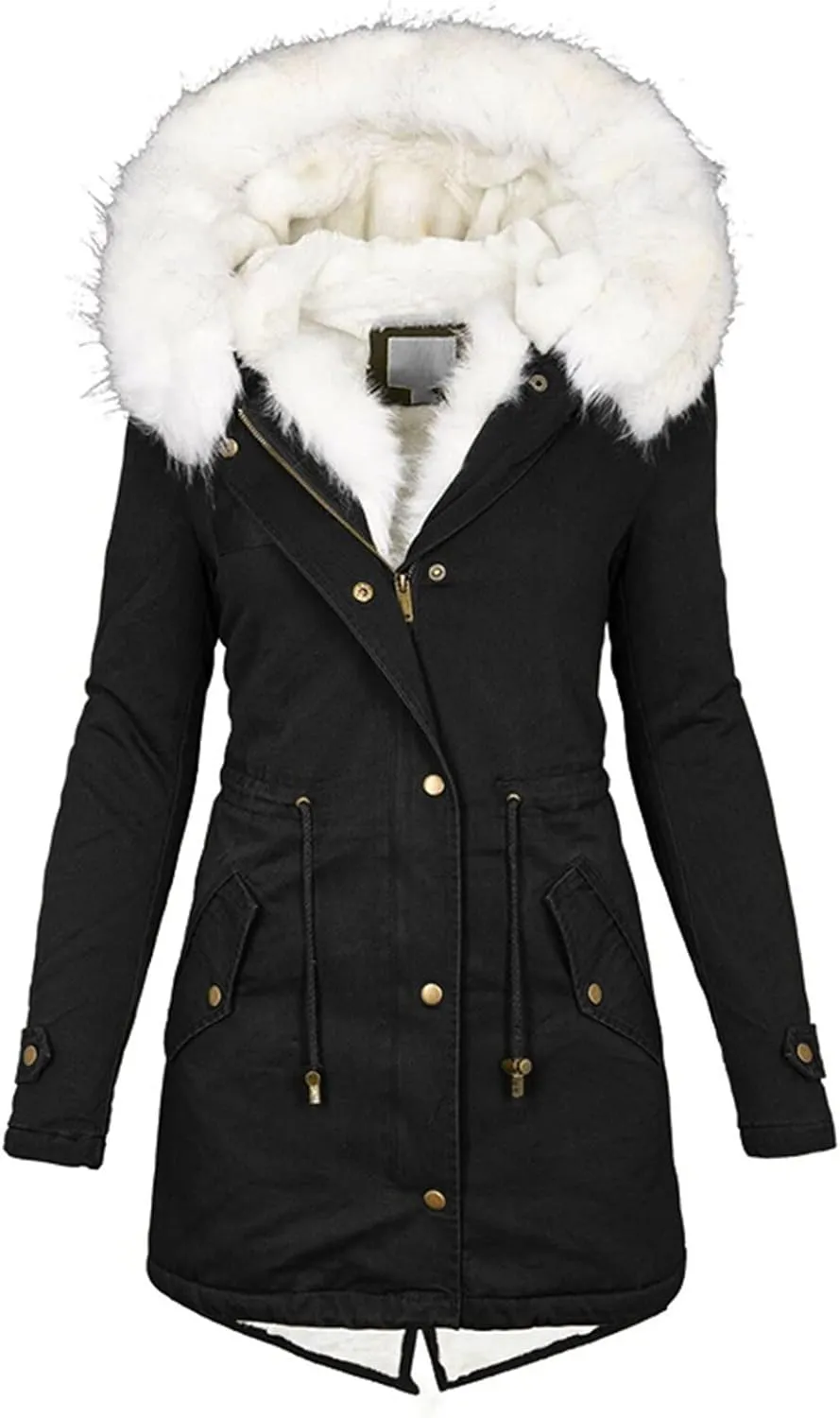 Long Winter Coats for Women 2023 Thicken Fleece Lined Parkas Anoraks Warm Cotton Puffer Jacket Coats with Faux Fur Hood