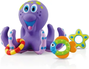 Nuby Floating Octopus Toy with 3 Hoopla Rings - Baby Bath Toy for Boys and Girls - 18  Months - Purple (Pack of 1)
