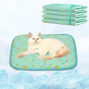 NWK 4pcs Dog Cooling Mat Ice Silk Cooling Mat for Dogs & Cats Portable & Washable Pet Blanket, Car Seats, Beds for Summer (Small (20'' x 16'' x 0.3''), Green Fruit)