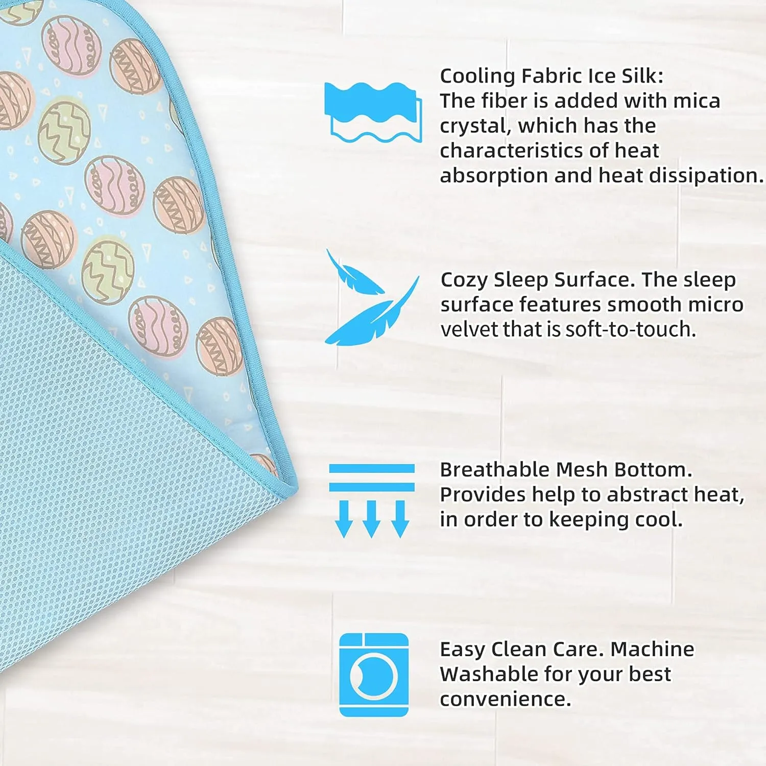 NWK Pet Cooling Mat -20 X 16 Ice Silk Cooling Mat for Dogs & Cats Portable & Washable Pet Cooling Blanket, Car Seats, Beds for Summer (Blue Toy, Small)