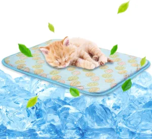 NWK Pet Cooling Mat -20 X 16 Ice Silk Cooling Mat for Dogs & Cats Portable & Washable Pet Cooling Blanket, Car Seats, Beds for Summer (Blue Toy, Small)