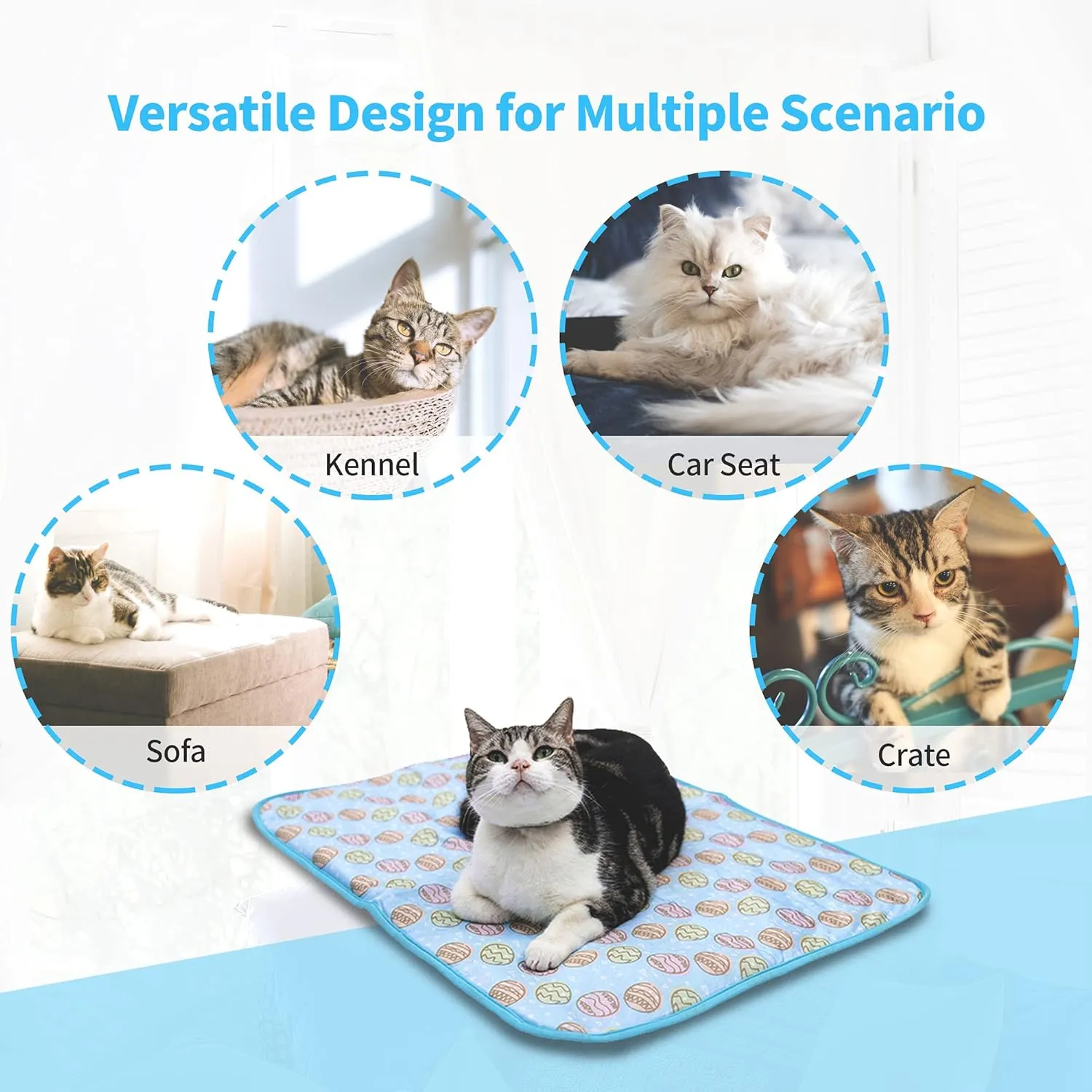 NWK Pet Cooling Mat -20 X 16 Ice Silk Cooling Mat for Dogs & Cats Portable & Washable Pet Cooling Blanket, Car Seats, Beds for Summer (Blue Toy, Small)