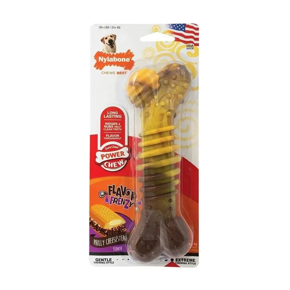 Nylabone® Dura Chews® Flavor Frenzy Power Chews Cheesesteak Flavor Long Lasting Chews Dog Toys