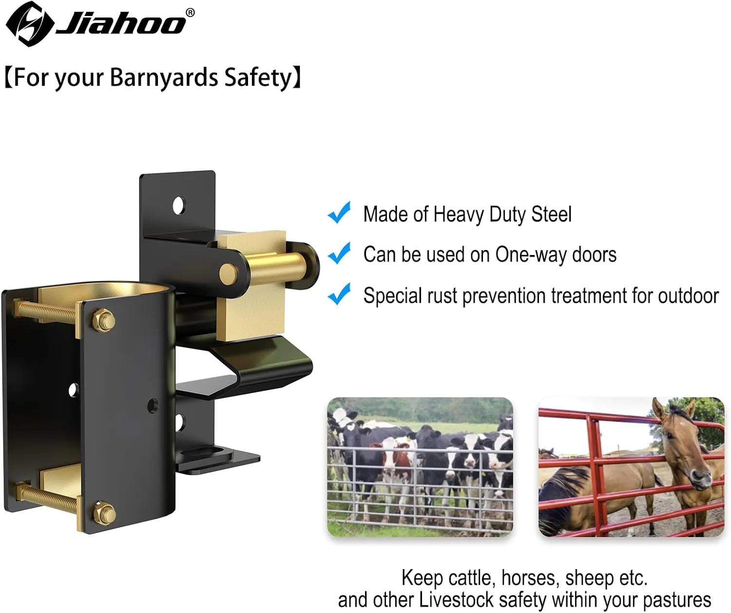 One Way Farm Gate Latch, Heavy Duty Gate Latches for Metal Tube Gates, 1 Way Lockable Livestock Gate Latch Hardware for Cattle Gate Horse Corrals, Ranches, Pastures, Pet Cages