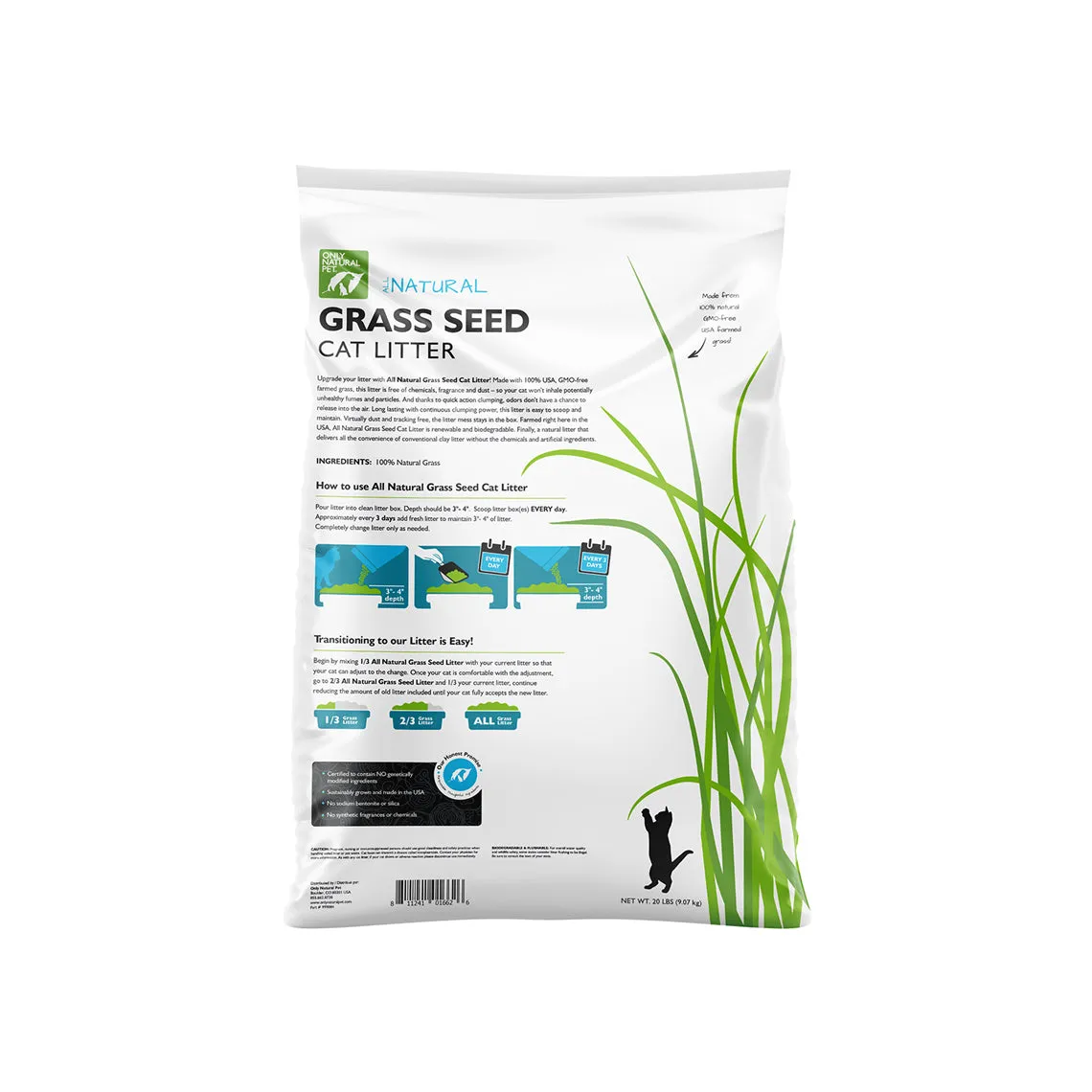 Only Natural Pet Non GMO Fast Clumping Grass Seed Cat Litter