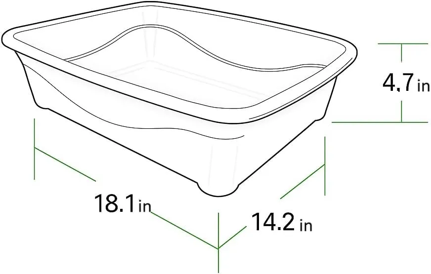 Open Cat Litter Box  Large Nonstick Litter Pan for Small & Large Cats | Durable Standard Box, Easy to Clean (Black)