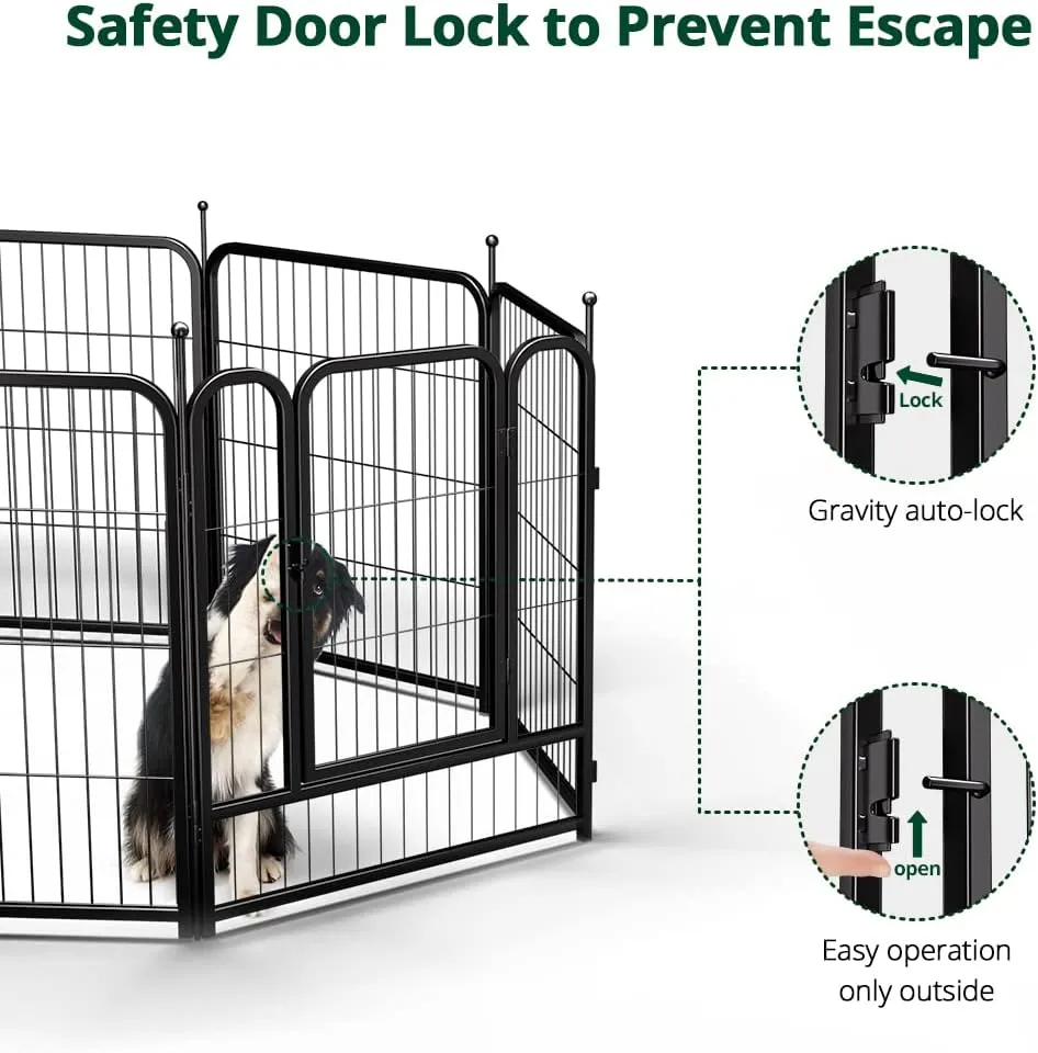 PawGiant Dog Fence Playpen 24/32/40 Indoor Outdoor for Small/Medium/Large Dogs, Metal Pet Puppy Cat Exercise Fencing Gate Crate Cage Outside RV, Camping, Yard, Garden