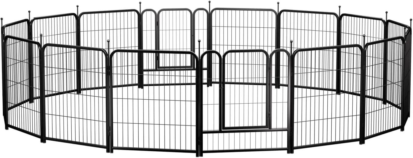 PawGiant Dog Fence Playpen 24/32/40 Indoor Outdoor for Small/Medium/Large Dogs, Metal Pet Puppy Cat Exercise Fencing Gate Crate Cage Outside RV, Camping, Yard, Garden