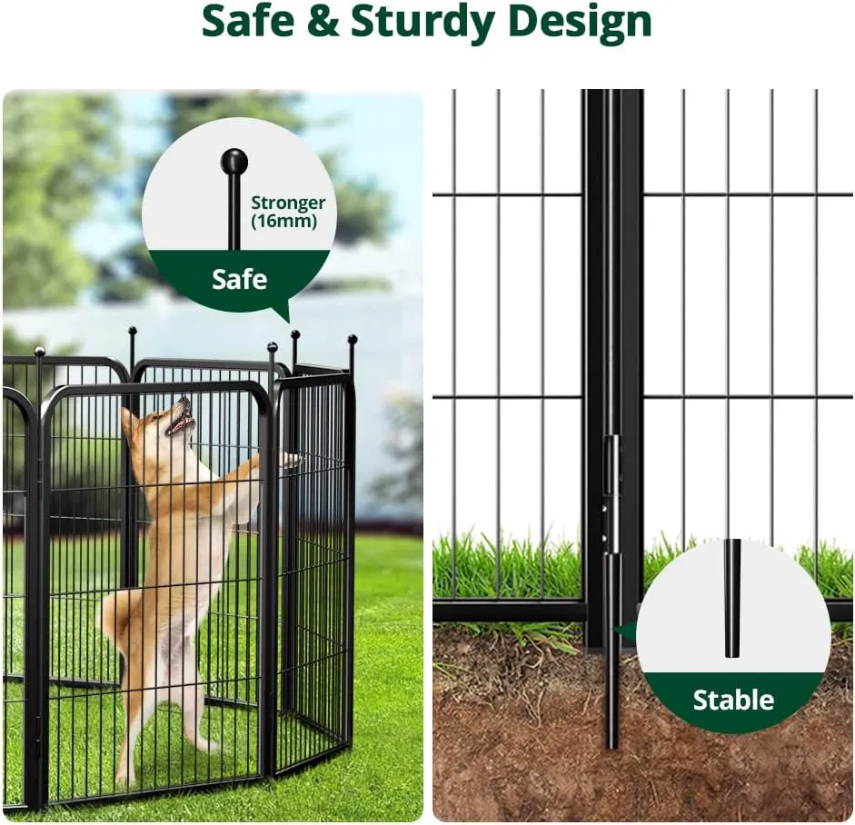 PawGiant Dog Fence Playpen 24/32/40 Indoor Outdoor for Small/Medium/Large Dogs, Metal Pet Puppy Cat Exercise Fencing Gate Crate Cage Outside RV, Camping, Yard, Garden