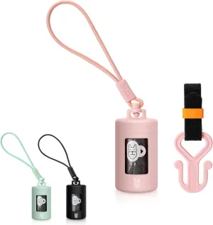 Retractable Dog Waste Bag Dispenser and Bag Holder Kit, Dog Poop Bag Dispenser, Retractable Waste Bag Dispenser, Lightweight Poop Bag Holder, Stretchy Strap Fits Any Dog Leash (Pink)