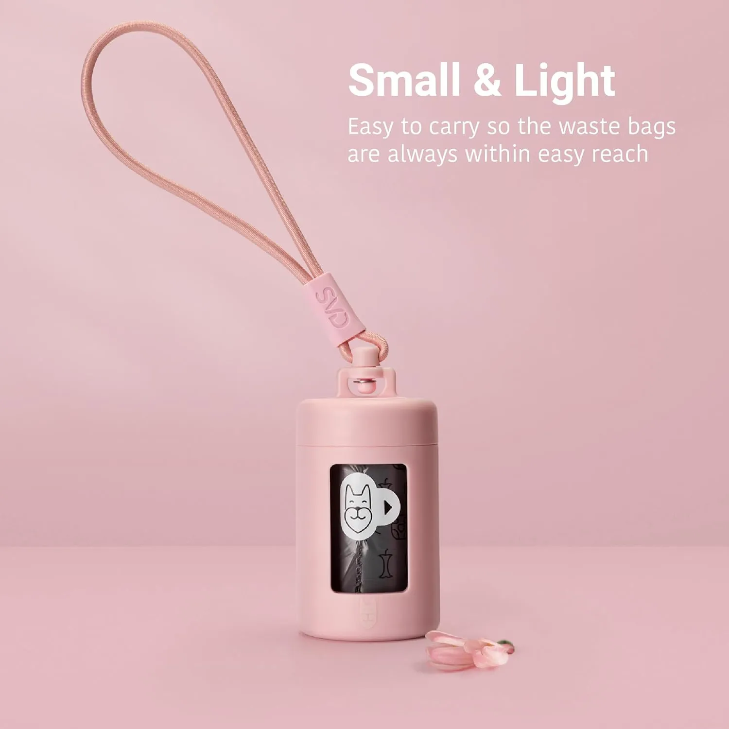 Retractable Dog Waste Bag Dispenser and Bag Holder Kit, Dog Poop Bag Dispenser, Retractable Waste Bag Dispenser, Lightweight Poop Bag Holder, Stretchy Strap Fits Any Dog Leash (Pink)