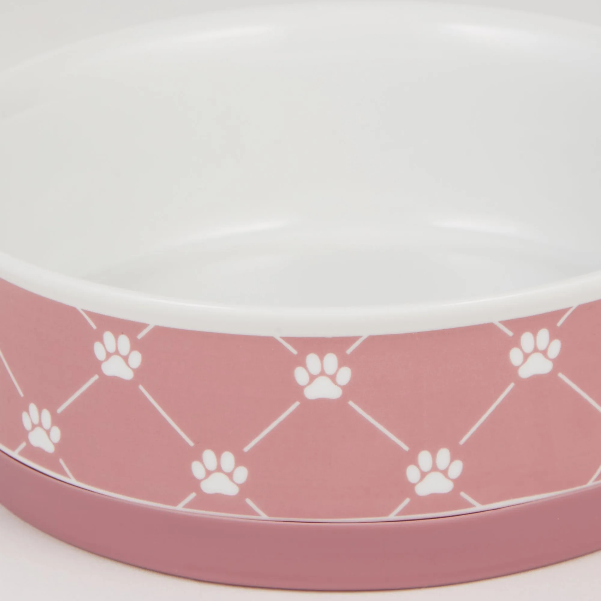 Rose Trellis Paw Print Pet Bowl Set/2, Large 3.75 C. Capacity