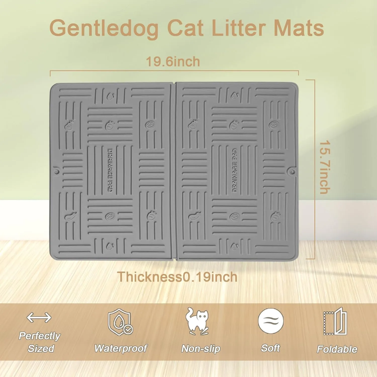 Silicone Cat Litter Mat, Litter Trapping Mat, Waterproof Anti-Slip Cat Litter Box Mats for Floor, Scatter Control Kitty Litter Mat, 19.6x15.7