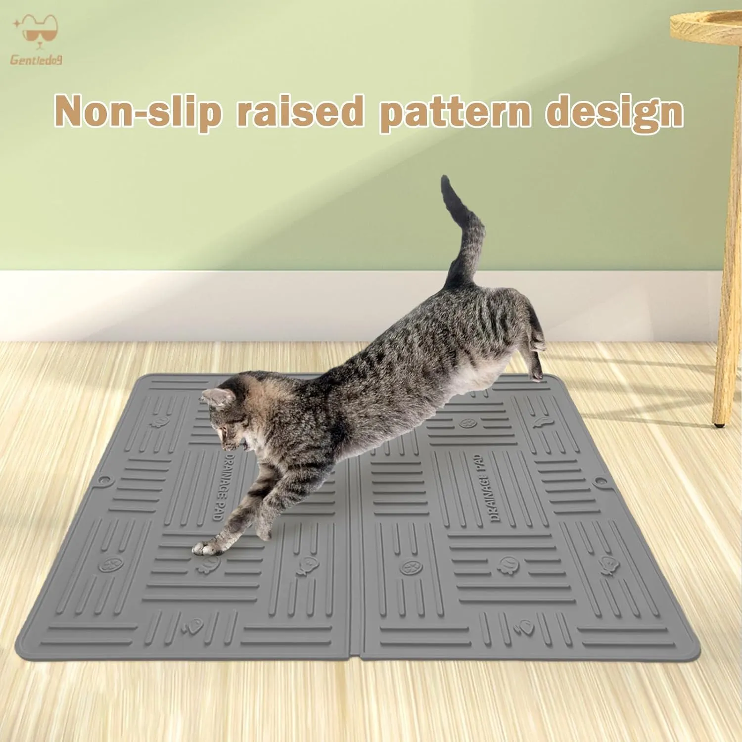 Silicone Cat Litter Mat, Litter Trapping Mat, Waterproof Anti-Slip Cat Litter Box Mats for Floor, Scatter Control Kitty Litter Mat, 19.6x15.7