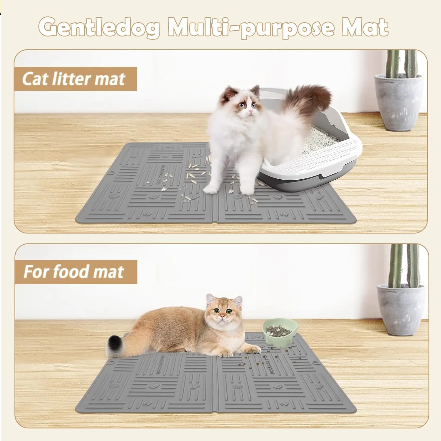 Silicone Cat Litter Mat, Litter Trapping Mat, Waterproof Anti-Slip Cat Litter Box Mats for Floor, Scatter Control Kitty Litter Mat, 19.6x15.7