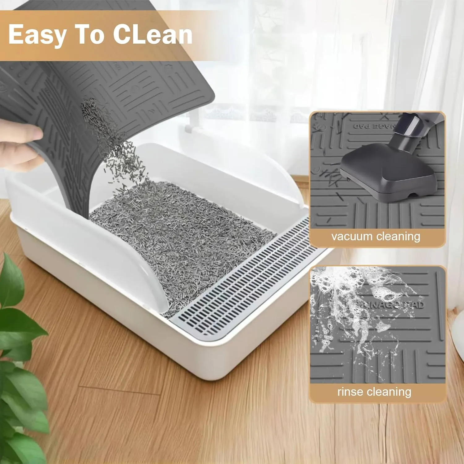 Silicone Cat Litter Mat, Litter Trapping Mat, Waterproof Anti-Slip Cat Litter Box Mats for Floor, Scatter Control Kitty Litter Mat, 19.6x15.7