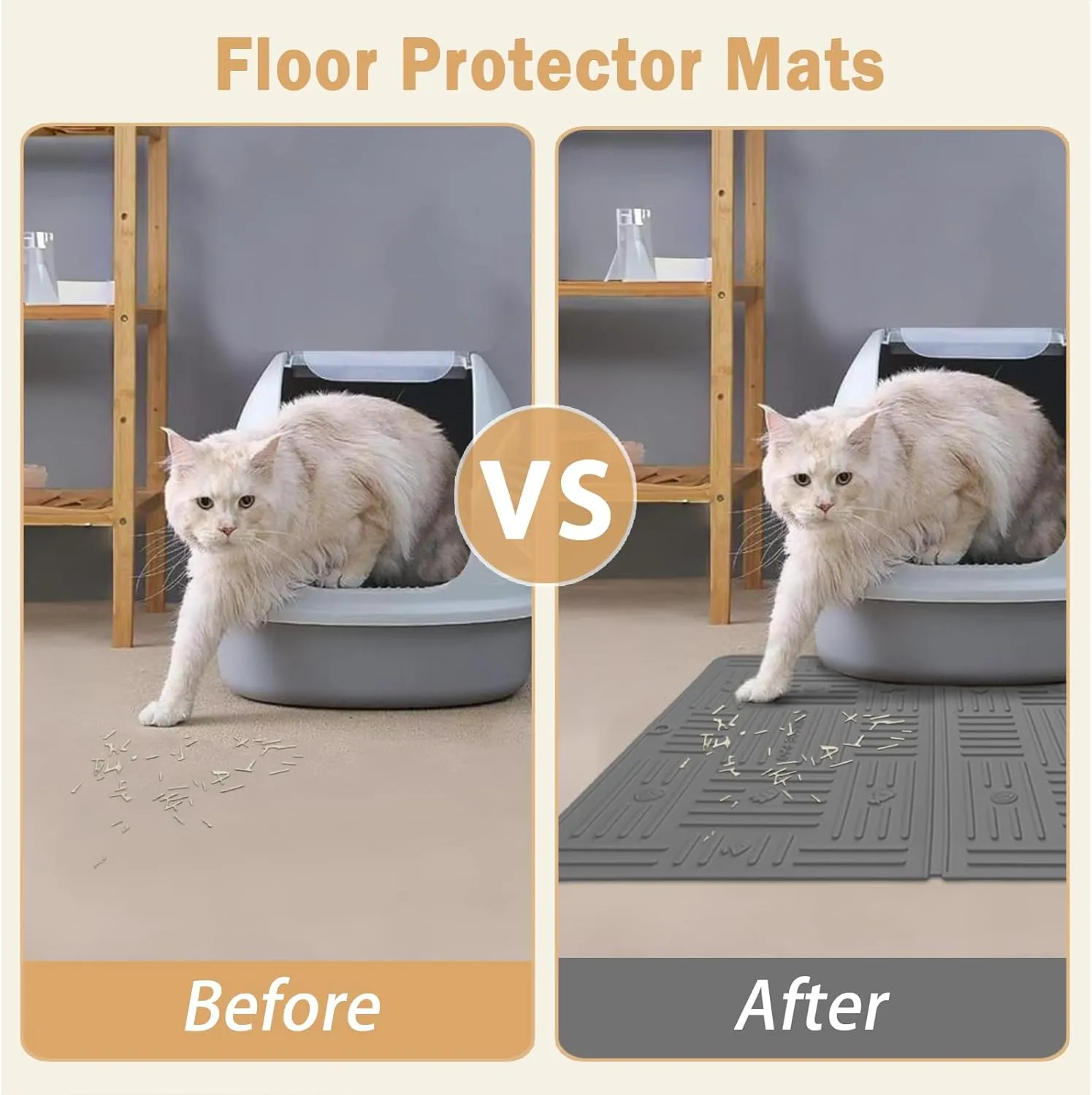 Silicone Cat Litter Mat, Litter Trapping Mat, Waterproof Anti-Slip Cat Litter Box Mats for Floor, Scatter Control Kitty Litter Mat, 19.6x15.7