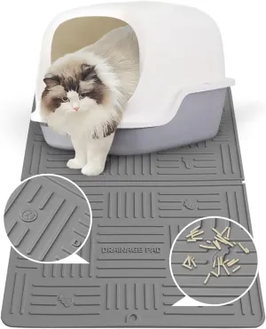 Silicone Cat Litter Mat, Litter Trapping Mat, Waterproof Anti-Slip Cat Litter Box Mats for Floor, Scatter Control Kitty Litter Mat, 19.6x15.7