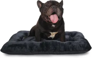 Small Dog Crate Bed 24 x 18 - Washable Extra Soft Kennel Mat, Cozy Fluffy With Anti-Slip Bottom for 24 Inch Crates - Pillow Cushion Puppy Mattress Pad, Black