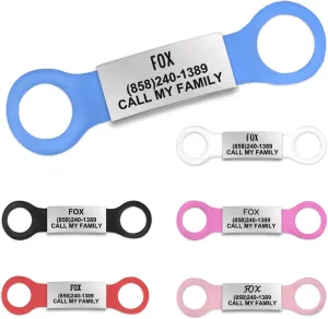Stainless Steel Slide-On 3/4" or 5/8" Pet ID Tags for Cats & Dogs, No Noise, Silent, Jingle Free Pet ID Tags, Custom Engraved up to 5 Lines of 15 Characters  Hand-Brushed Stainless