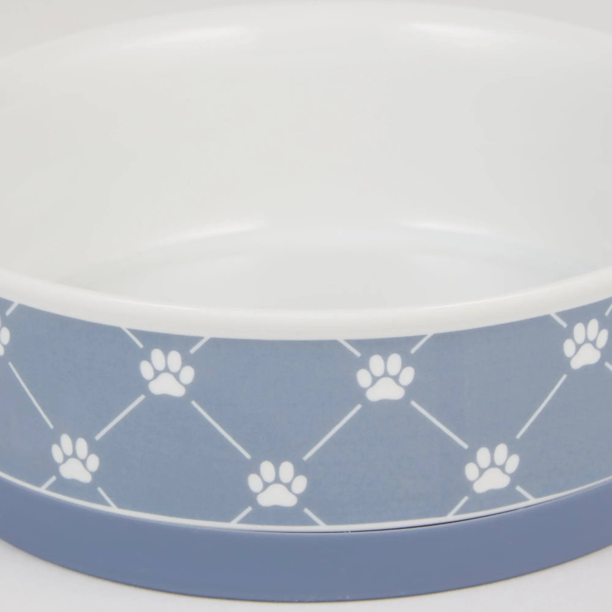 Stonewash Blue Trellis Paw Print Pet Bowl Set/2, Small - 3/4 C Capacity