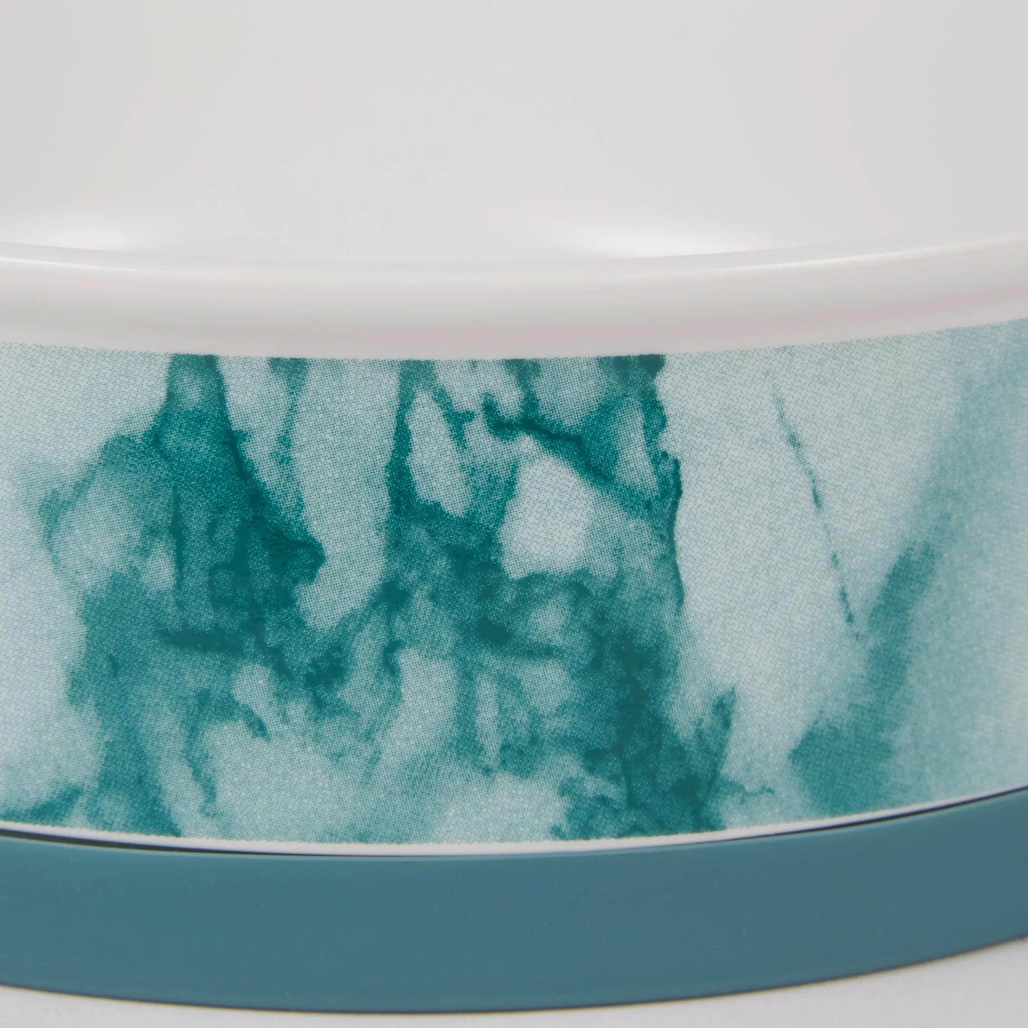 Teal Marble Pet Bowl Set of 2, Large 3.75 C. Capacity