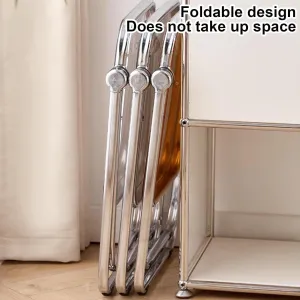 THIKK Foldable Small Side Table, Portable Sofa Bedside Tables, Acrylic End Table, Modern Clear Coffee Table for Kitchen Living Room and Bedroom (Color : Brown)